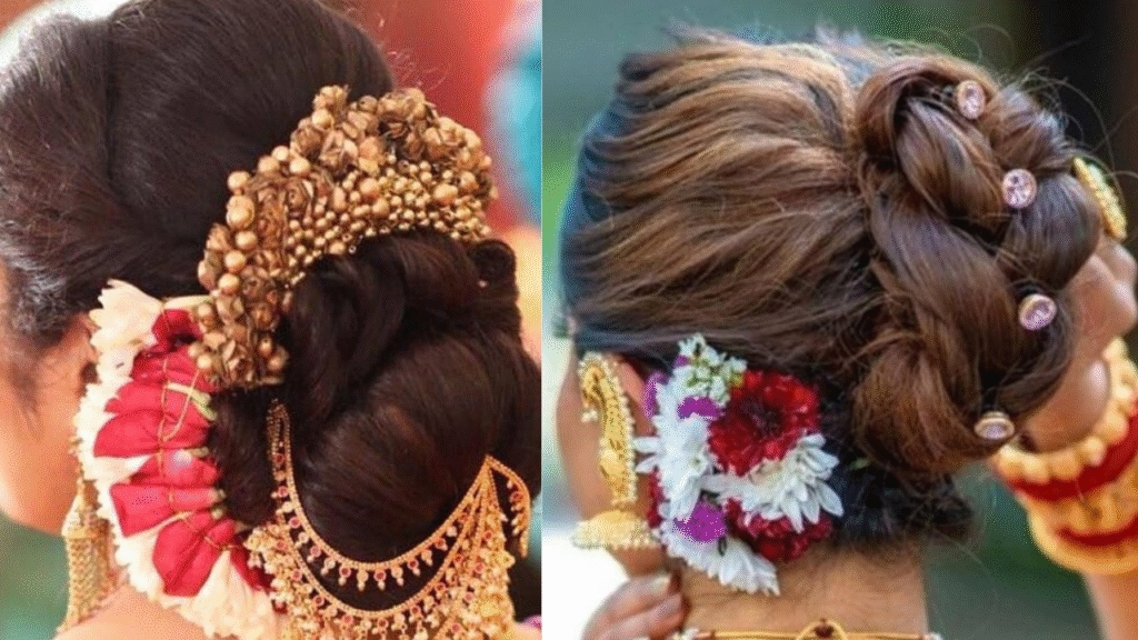 Simple Mangala Gauri hairstyle