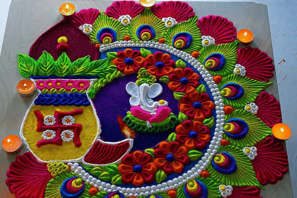 Ganpati Bappa Special Rangoli Designs10
