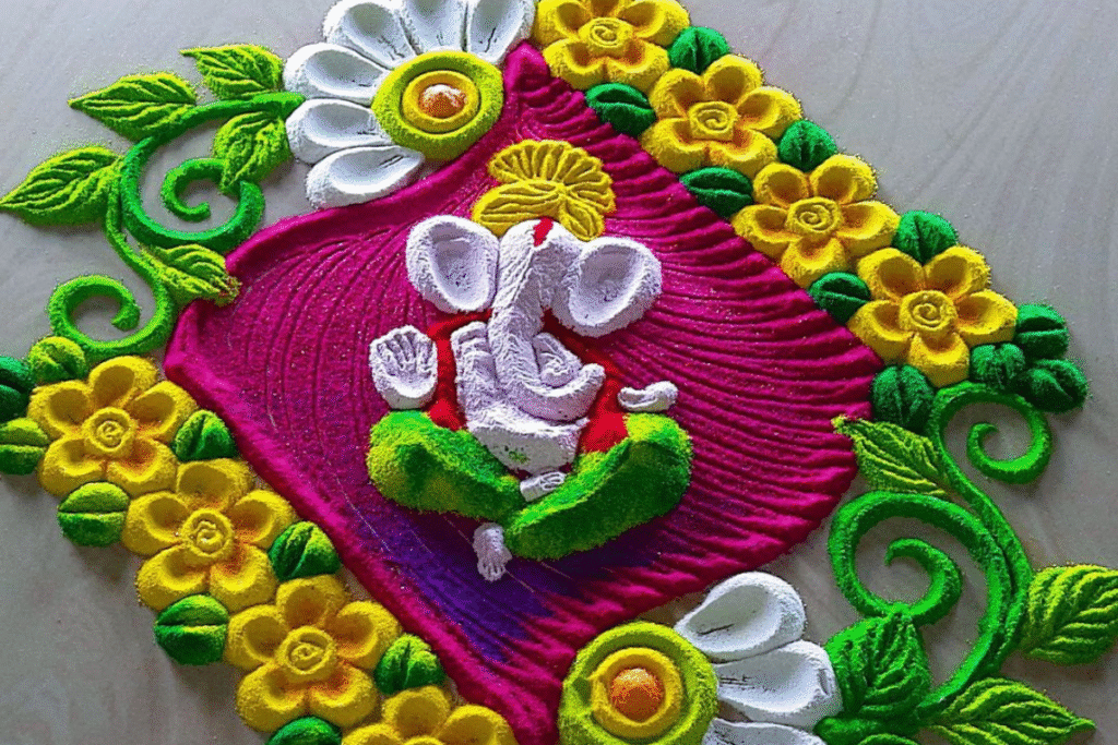 Ganpati Bappa Special Rangoli Designs10